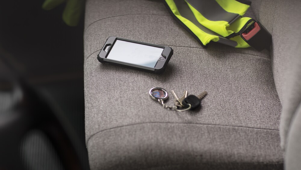 phone in front seat of truck